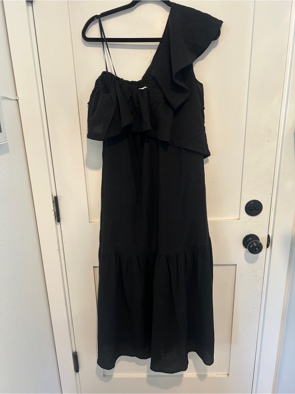 Cuyana Maxi Flounce Dress - Black; size large - Picture 2 of 10